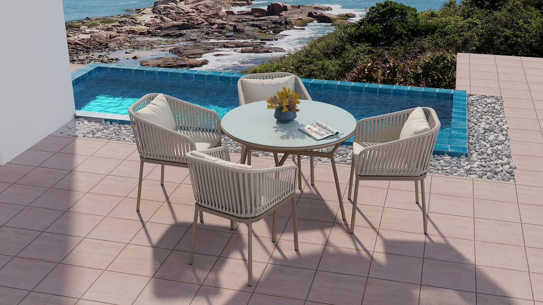 RopeVibe,, Outdoor Patio Dining Set (Include 4 Dining Chairs and 1 Dining Table)